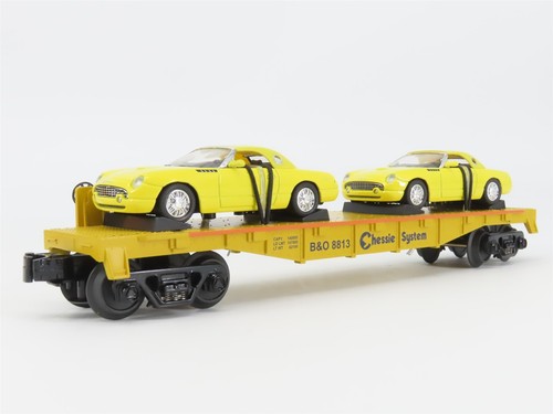 O27 Gauge 3-Rail MTH RailKing 30-76055 B&O Chessie Flat Car #8813 w/Ford T'Birds - Picture 4 of 12