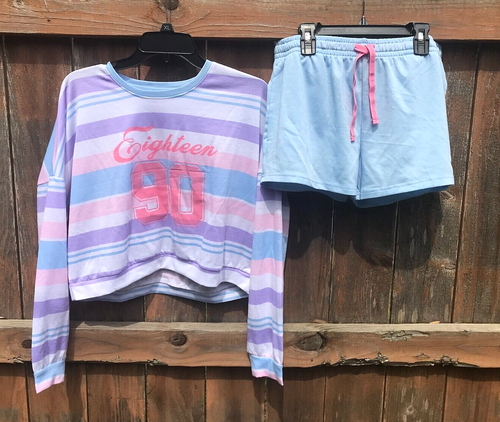 U.S. Polo Assn. Womens Size Medium Pajama Short Set Long Sleeve Comfortable NEW