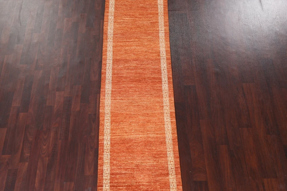 2'x9' Bordered Gabbeh Kashkoli Afghan Runner Rug Hand-knotted Staircases Carpet - Image 4 of 4