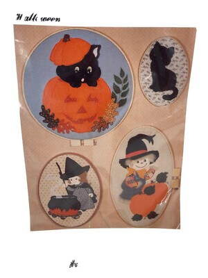 Crafty Critter 217 Halloween Scene 1984 Sealed Package Appliqué Pattern Uncut
