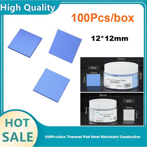 100Pcs Thermal Pad 12 x 12 mm Heat Resistant Conductive For Heatsink GPU CPU HAU - Afbeelding 1 van 21