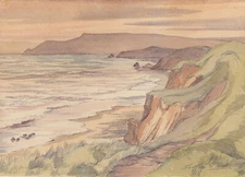 Geoffrey Plant (1939-2000) - 20th Century Watercolour, Cliffs at Sunset