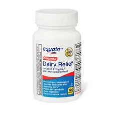 Equate Dairy Relief Caplets, Original, 120 Count..+