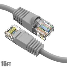 15FT Cat6 RJ45 Network LAN Ethernet Router UTP Molded Snagless Patch Cable Gray