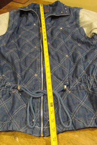 MURELI Puffy Bomber Jeansjacke Damen Medium Nieten Retro Denim Vintage 90er - Bild 8 von 10