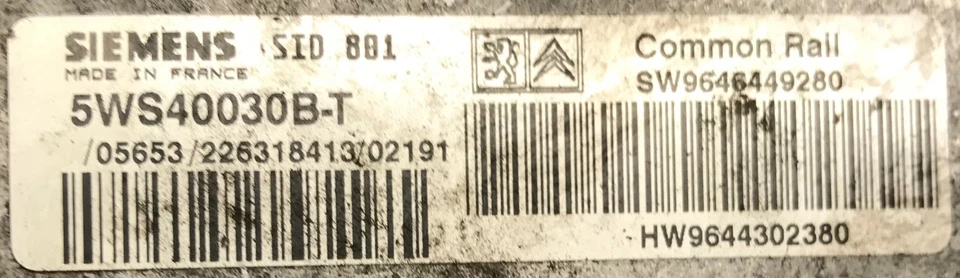 Calculateur décodé PEUGEOT 307 2L HDI 5WS40030B-T SW9646449280 HW9644302380  - Immagine 2 di 2