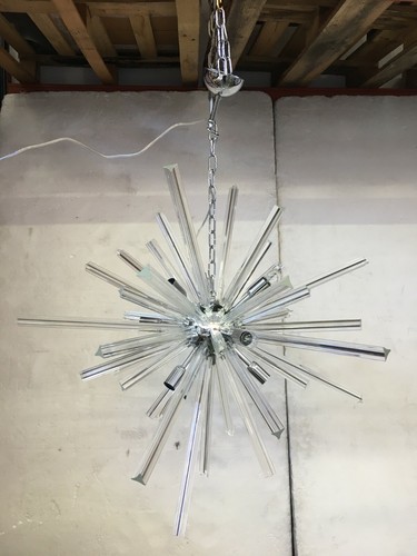 Italian Murano Glass Chrome Metal Frame Sputnik Chandelier - Picture 4 of 7