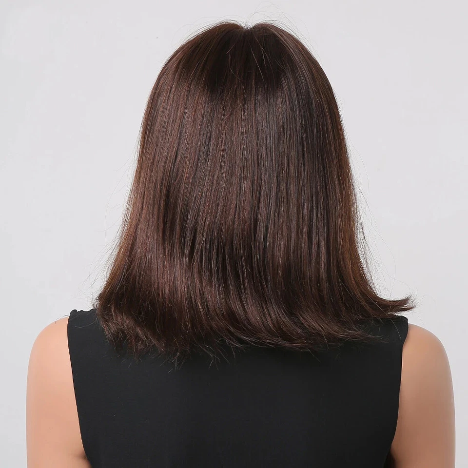 Brown Jewish Wig Virgin European Human Hair Shevy Cap None Lace Kosher Wig #2 #4 - Image 3 of 4