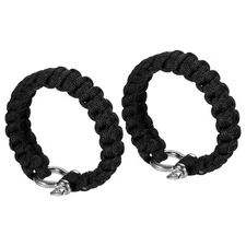 Survival Paracord Bracelet, 2 Pack Bracelet with O-shaped Buckle, Black