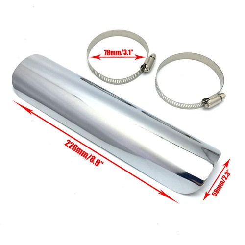 Universal 9'' Motorcycle Chrome Exhaust Muffler Pipe Heat Shield Cover Guard - Picture 4 of 4