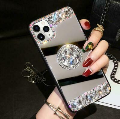Shiny Diamond Mirror Protective Case with Bracket Samsung Galaxy S23 A15 S24-