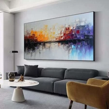 Black Blue Abstract Hand painted Oil Painting Custom Living Room Decoration