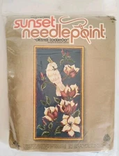 Vintage Sunset Needlepoint Crested Cockatoo Kit 14x24 Amanda Lawford 1980s
