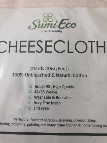 NEW Sumi-Eco Cheesecloth Unbleached Cotton Grade 90 4 Sq Yards Cooking Crafts - Picture 2 of 3