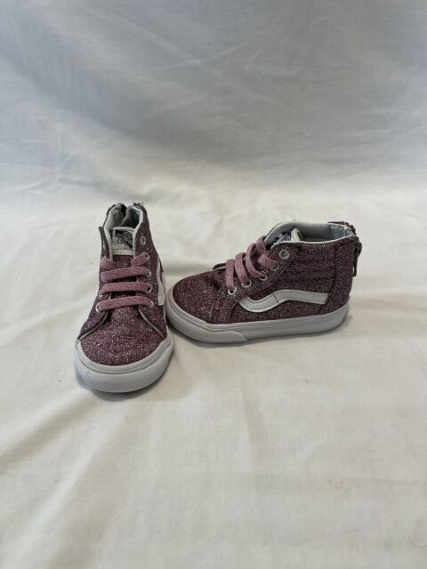 Vans Off The Wall Toddler Girls Pink Sparkle Hightop Shoes~size 4 C