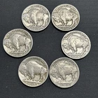 BUFFALO Indian Head Nickel lot Six (6) Nickels FULL DATES 1930, 35, 35,36,37 #49
