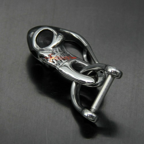 Grande Fibbia Teschio Acciaio Inox Portachiavi Portachiavi Gancio Clip FOB - Foto 9 di 27