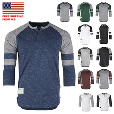 ZIMEGO Mens 3/4 Quarter Sleeve Shirts - Modern Fit Baseball Henley