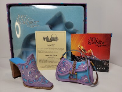 Rare 2001 Exclusive New In Box Just The Right Shoe Lone Star Shoe Bag Set Mint