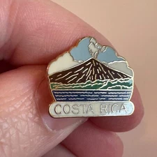 Vintage Costa Rica Arenal Volcano Enamel Lapel Pin Tourist Souvenir