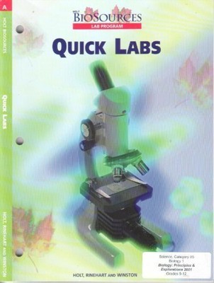 Holt Biosources: Quick Lab Taschenbuch Rinehart und Winston Staff