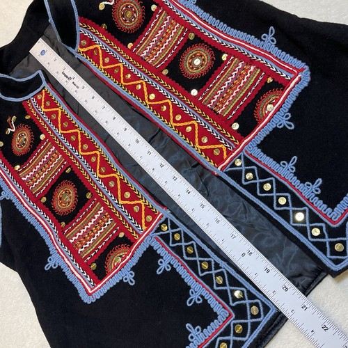 Bulgarian Women's S/M Open Cardigan Wool Embroidered Vest Boho Colorful Ethnic - Picture 7 of 11