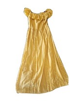 Zara TRF Collection Dress Womens S Eyelet Lace Summer  Mustard Off Shoulder BOHO