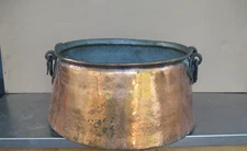 Barn Find ! Early 19th Century Large Copper and Iron Cauldron Planter NICE!