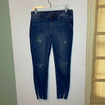 Zara Basic Z1975 Cropped Skinny Denim Jeans Size 6 (32x26.5) Distressed