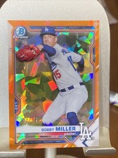 /75 SP 2021 Bowman Chrome Sapphire Bobby Miller Prospect Orange Refractor