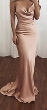 Bridesmaids Dress V Neck Spaghetti Strap Sleeveless Ivory Size 8