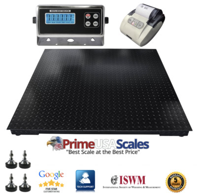 3,000 Lbs Capacity 4'x4' Floor Pallet Scale Industrial Indicator with Printer