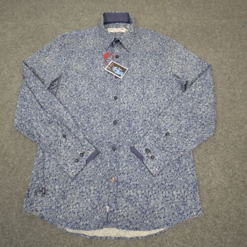 John Lennon Shirt Mens MEDIUM Blue Floral Long Sleeve Button Up Logo Size M NWT