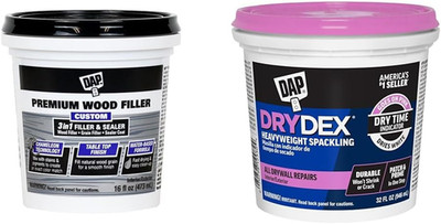 Premium Wood Filler White 16 FL OZ & 1 Qt Drydex Interior/Exterior Spackling