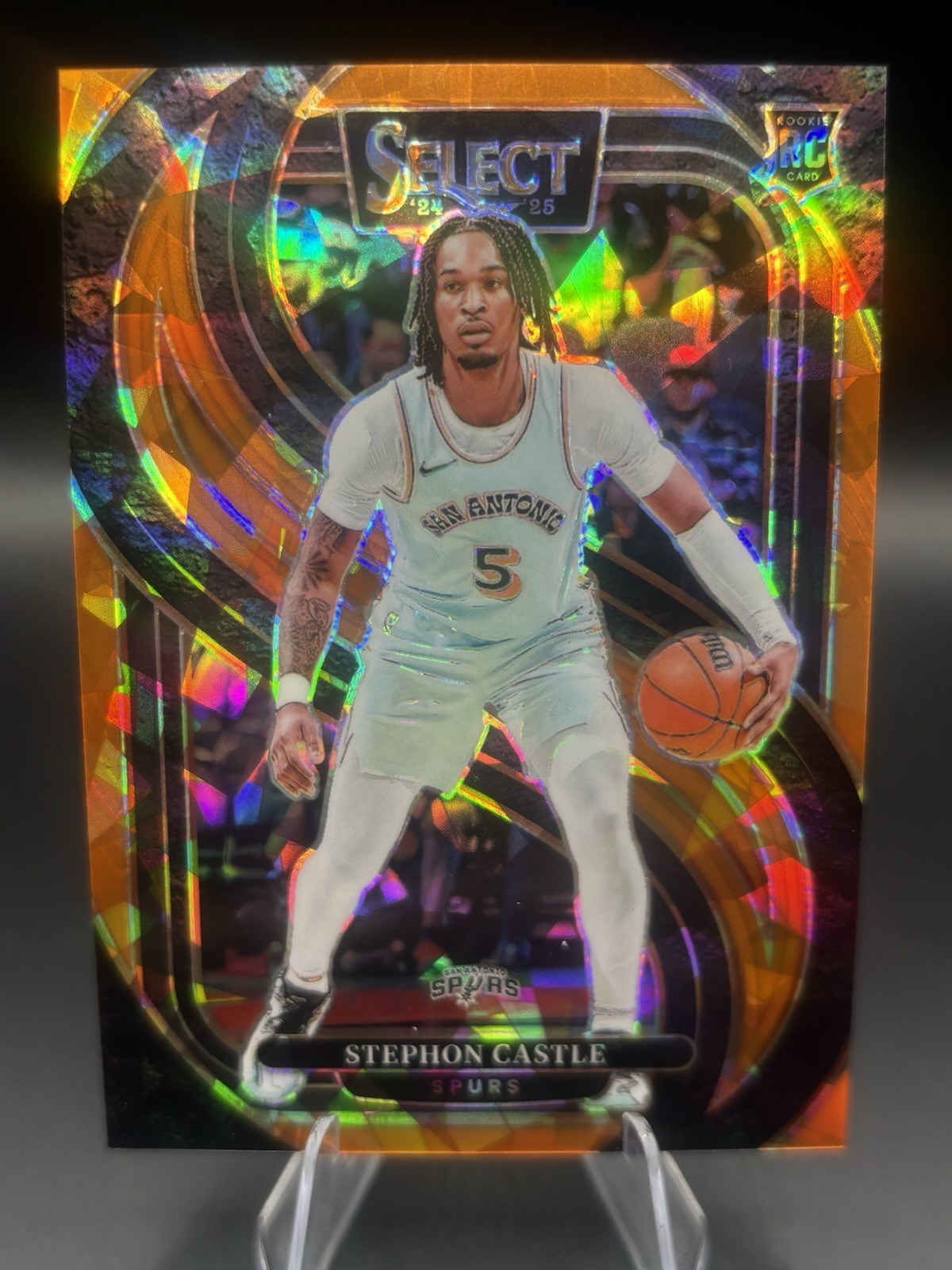 2024-25 Panini Select Concourse Stephon Castle #72 Orange Cracked Ice Prizm /275