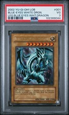 Yu-Gi-Oh Blue-Eyes White Dragon LOB-001 Ultra Rare 2002 Unlimited PSA 3