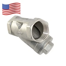 1-1/2" 1.5" NPT Female Y Strainer Mesh Filter Swing check Valve stainless steel