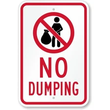 No Dumping Aluminum Weatherproof Sign c00535