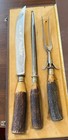 Antique J.A. Henckels Etched Stag Antler 3-piece Carving Set  Solingen Germany — photo 5