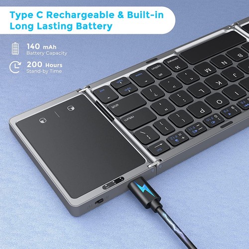 Seenda Foldable Wireless Bluetooth Rechargeable Keyboard for ipad, phone, tablet - Picture 4 of 10
