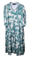 Fab'rik Dress Women's Large Tiered Palm Leaf Boho Style Maxi Dress Floral Fabrik