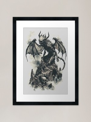 Geflügelter Dämon Kreatur Arche Horror gerahmtes Wandbild Poster Leinwanddruck Bild