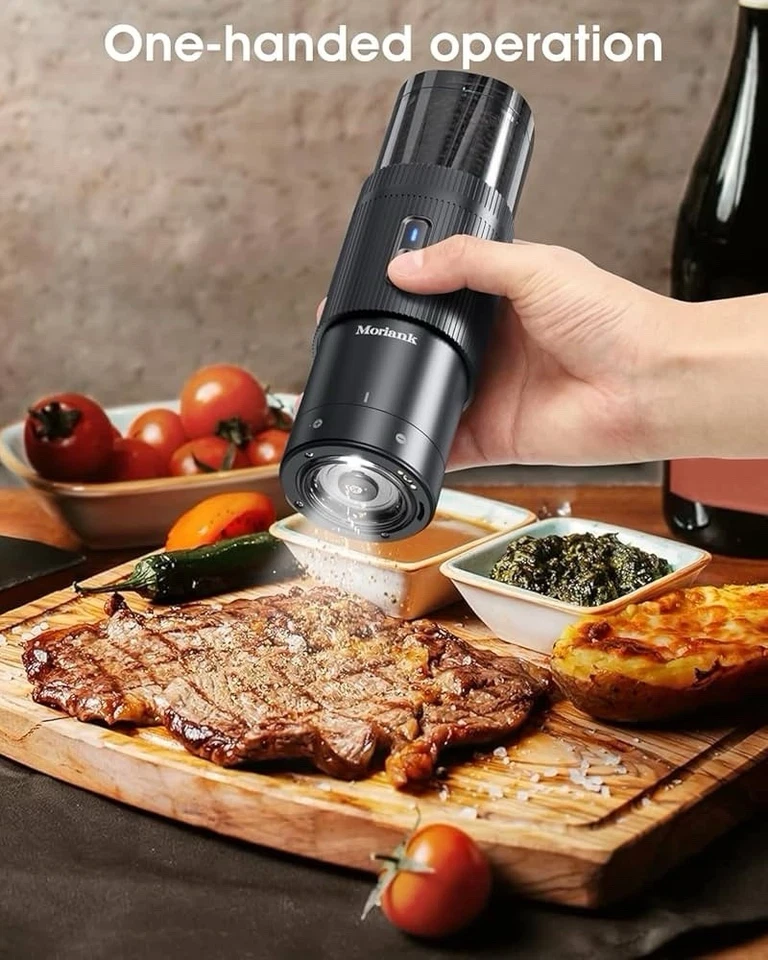 2PCS Electric Salt and Pepper Grinder Set Automatic Grinder w/ Rechargeable Base - Image 2 of 4