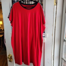 Tommy Hilfiger Women's Red T-Shirt Dress Logo on Front Plus Size 2X NEW