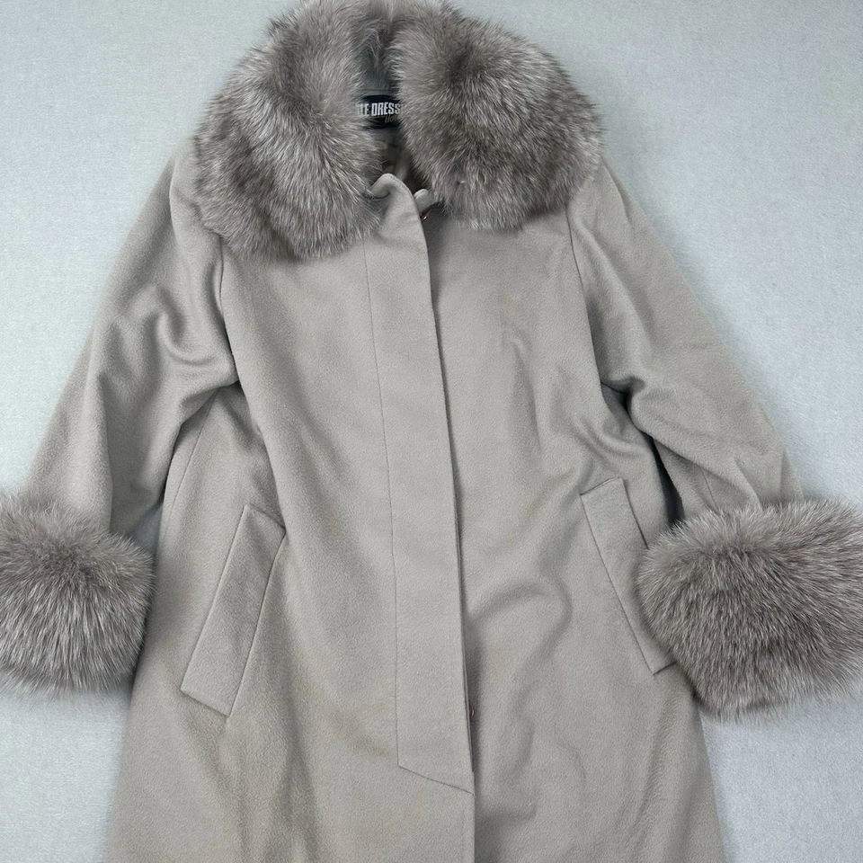 Abrigo para mujer Dale Dressin puro 100 % cachemir piel italiana guisante talla 6 Harlin Foto 3 de 4