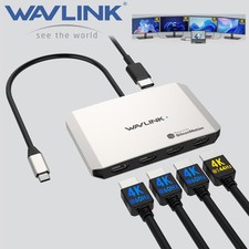 WAVLINK Quad HDMI Adapter 4K USB-C to HDMI Adapter PD In 140W Out 130W Portable