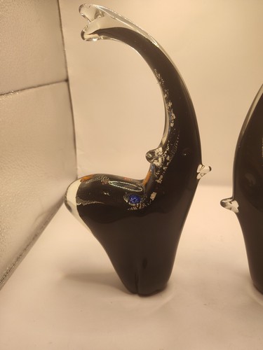 MURANO GLASS STYLISED ELEPHANT PAPERWEIGHTS SCULPTURES SET OF 2 - Picture 8 of 11