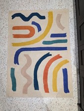 Habitat Wool Pile Rug 120x170cm Bright Colour Squiggle Wavy Lines Abstract