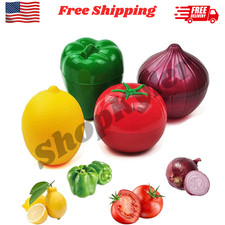 4pcs Containers Vegetable Storage With Onion Pepper Lemon Tomato Shaped Savers