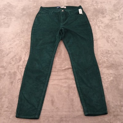 Old Navy Rockstar Pants Womens Size 14 Green Super Skinny Corduroy 32x28 New